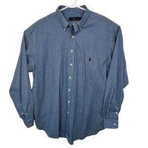 Polo Ralph Lauren Plaid Button Down Shirt Long Sleeve Mens Size 2XLT Blue White